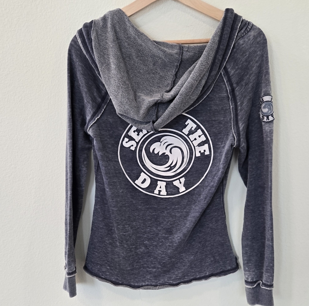 VENUS Gray Hoodie with Rope Drawstrings Seas the‎ Day